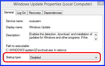 windows update properties