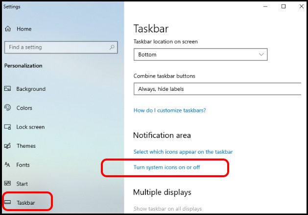 Date and Time on Taskbar