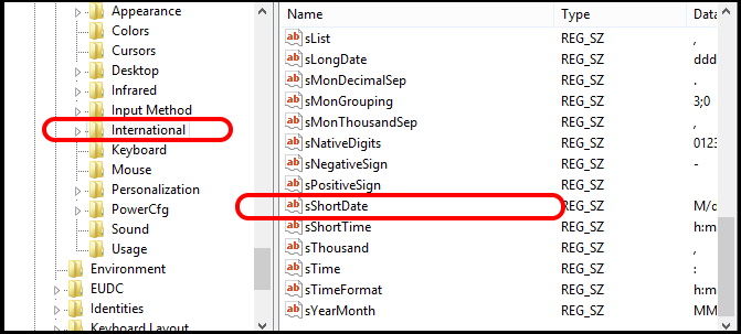 date and time registry key