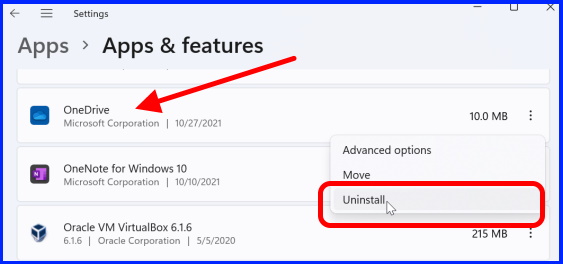 Remove OneDrive Windows 11