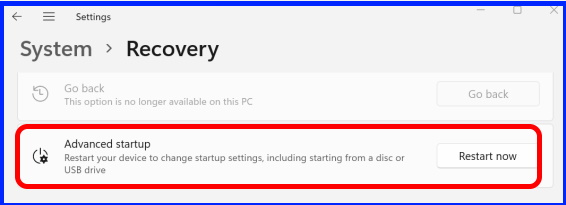 advanced startup windows 11