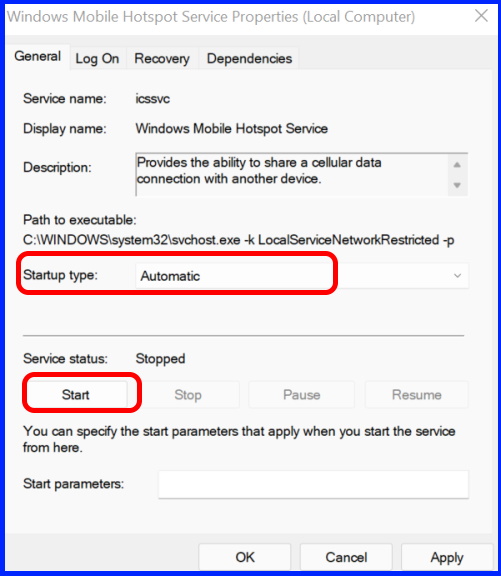 Mobile Hotspot not connecting