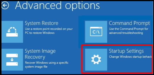 Windows 10 startup settings