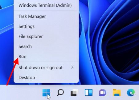 Open run command windows 11