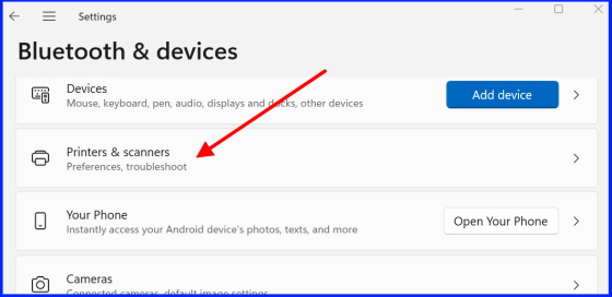 Printer and scanners Windows 11