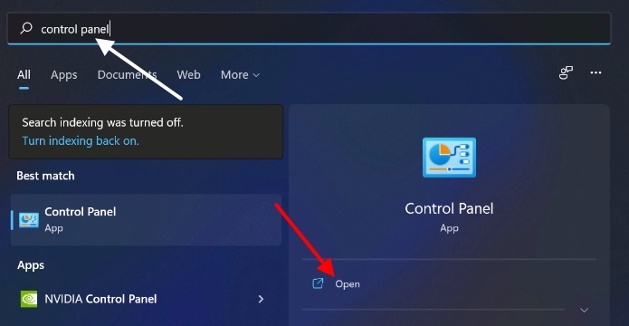 open control panel windows 11