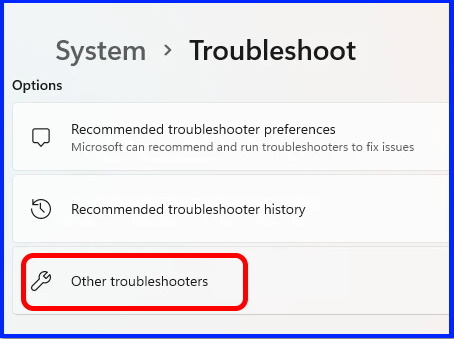 Other troubleshooters windows 11