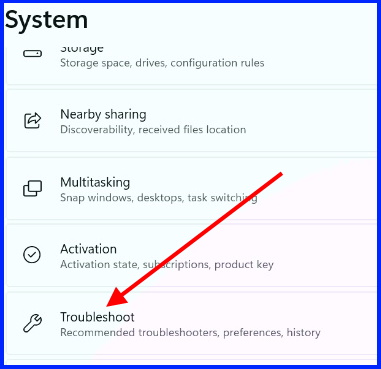 troubleshoot settings