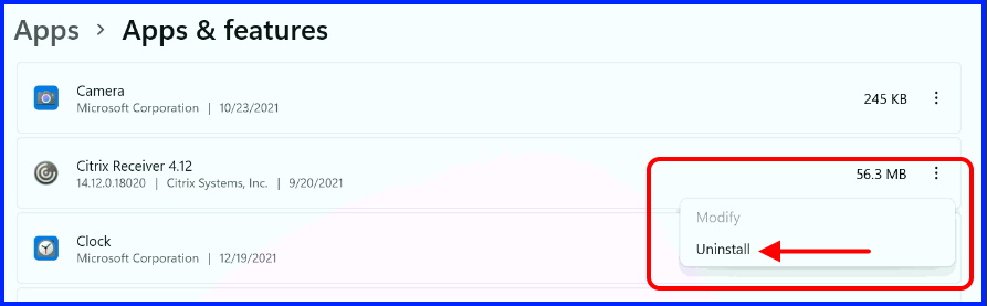 uninstall app in windows11