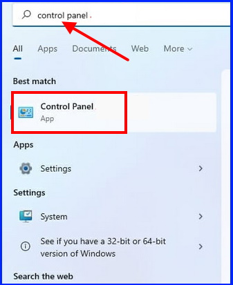 open control panel windows 11