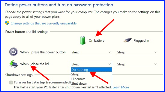 change power options