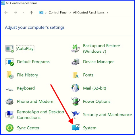 system settings in control panel