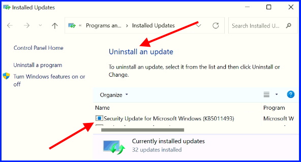 Uninstall security updates to mount ISO File