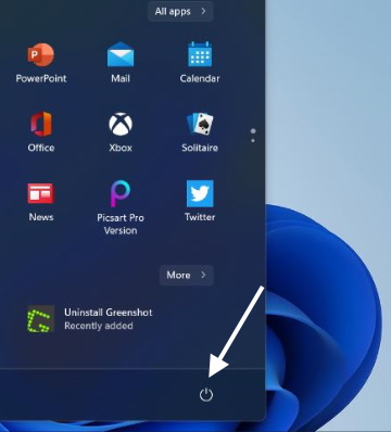 Windows 11 power button