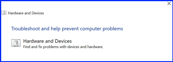 hardware and devices troubleshooter