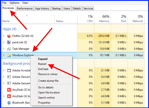 Windows explorer process Task manager