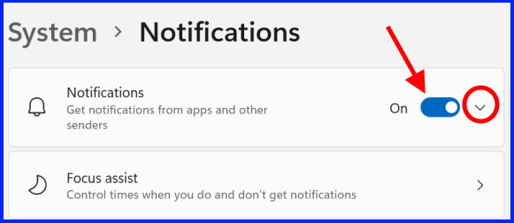 disable notifications windows 11