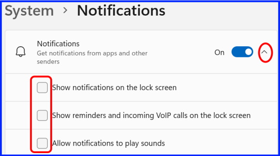 turn off notifications windows 10