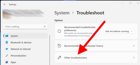 Other troubleshoot windows 11